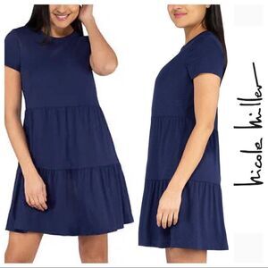 NWT Nicole Miller Ladies Womens Lightweight Soft Crewneck Tiered Dress